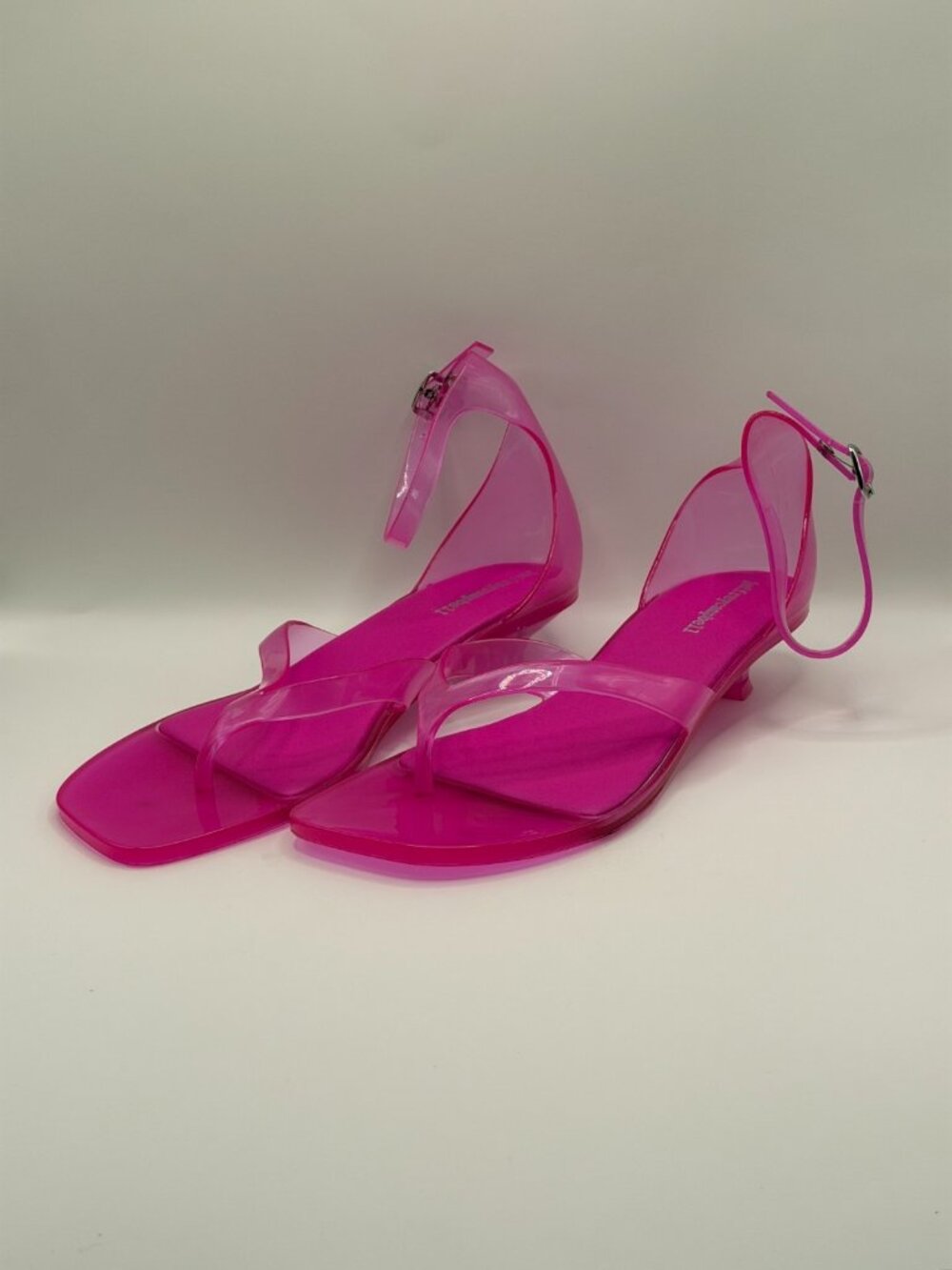 Jeffrey Campbell Womens Gummy Pink Ankle Wrap Kitten Heel Thong Sandals Sz 10